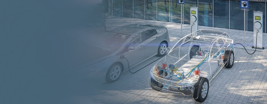 Electric vehicle on road