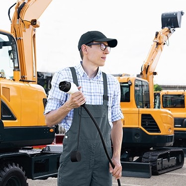 Electric truck at an EV charging station.