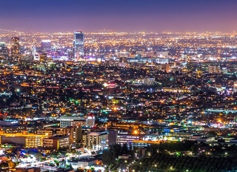 Illuminated city at night