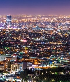 Illuminated city at night