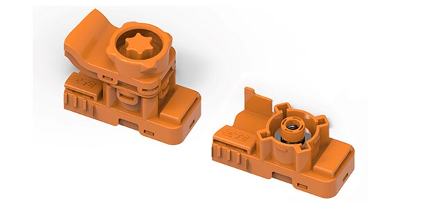  Fig 4: Compact BCON+ bolt termination: left side: bolted; right side: contact bottom with visible round interface and threaded sleeve in the middle 