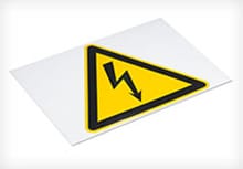 Safety label on a white background