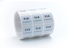 Roll of polyimide labels on a white background