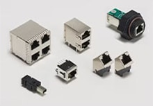 Variety of RJ45 connectors on a white background