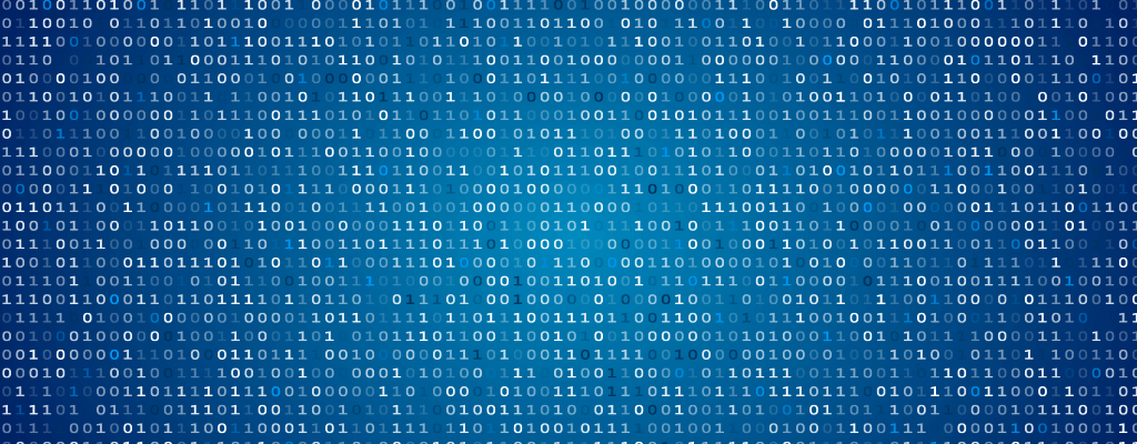 binary code on blue background